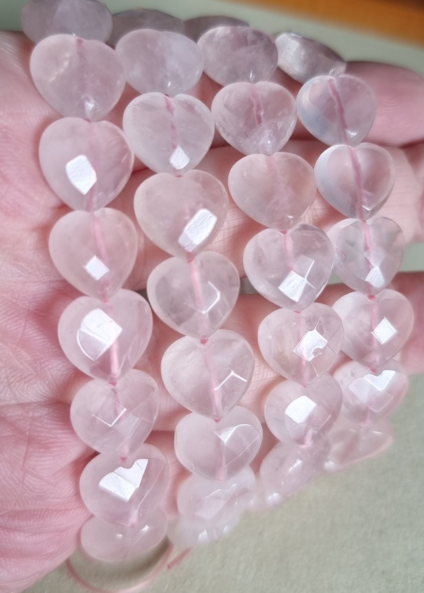 Faceted Heart Rose Quartz 12mm (High Grade) 粉晶