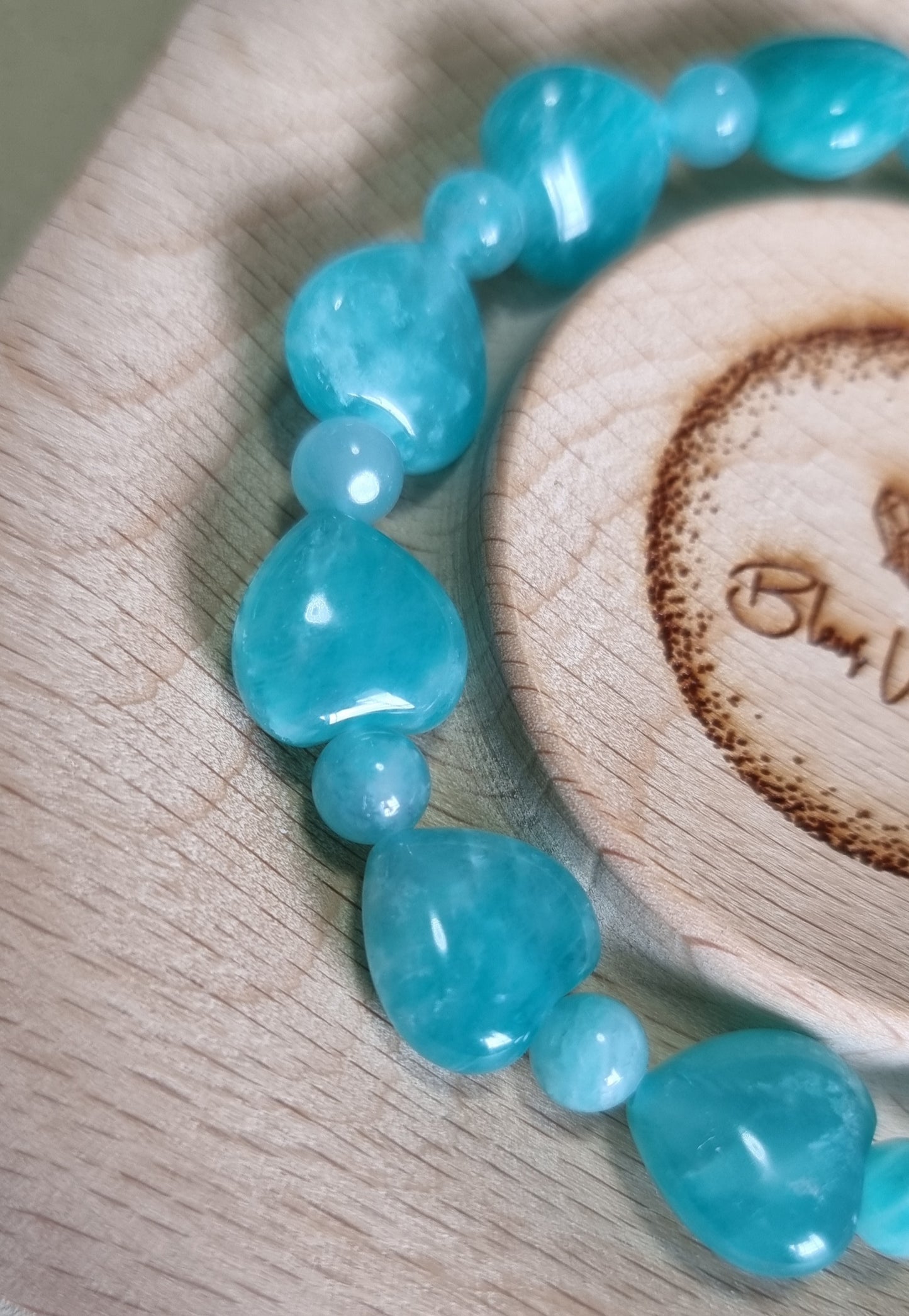 Amazonite Hearts (High Grade) 13mm new pit 天河石