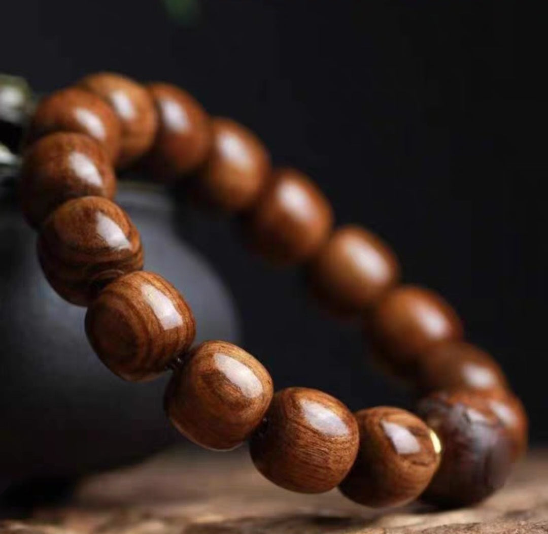 Wood Bracelet with Pixue Carving Rosewood 12mm 花梨木 - Bleus Vault.C 